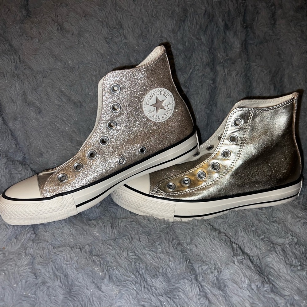 Gold Converse High Tops. Size 5.5